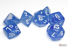 Borealis Sky Blue/white Luminary Polyhedral 7-Dice Set